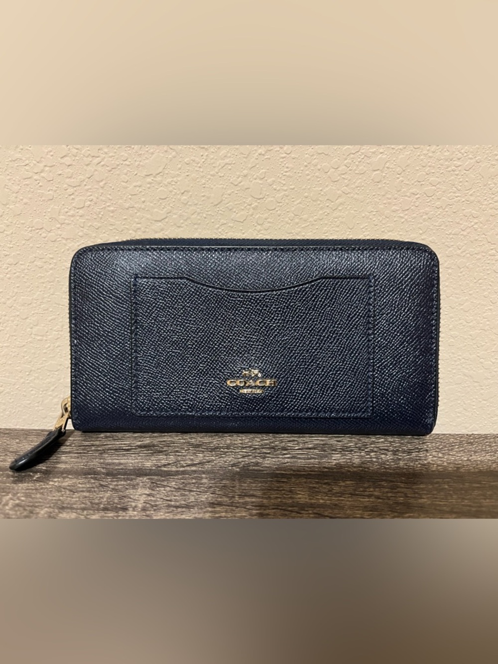 Coach Accordion Zip Wallet Midnight Blue